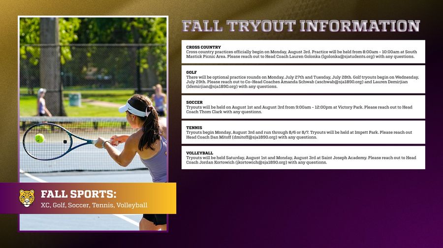 Fall Tryout Schedule